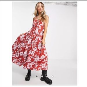 NWT Free People The Perfect Square Neck Sleeveless Floral Midi Sundress